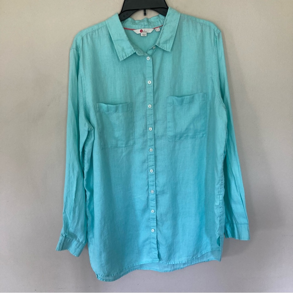Boden Aqua 100% Linen Shirt
